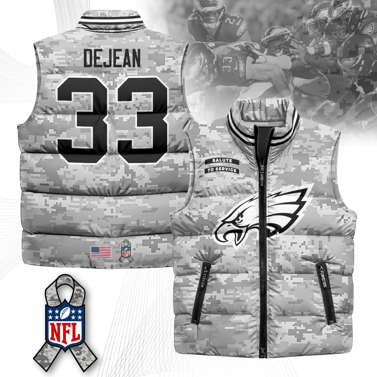 Philadelphia Eagles Salute To Service Puffer Vest