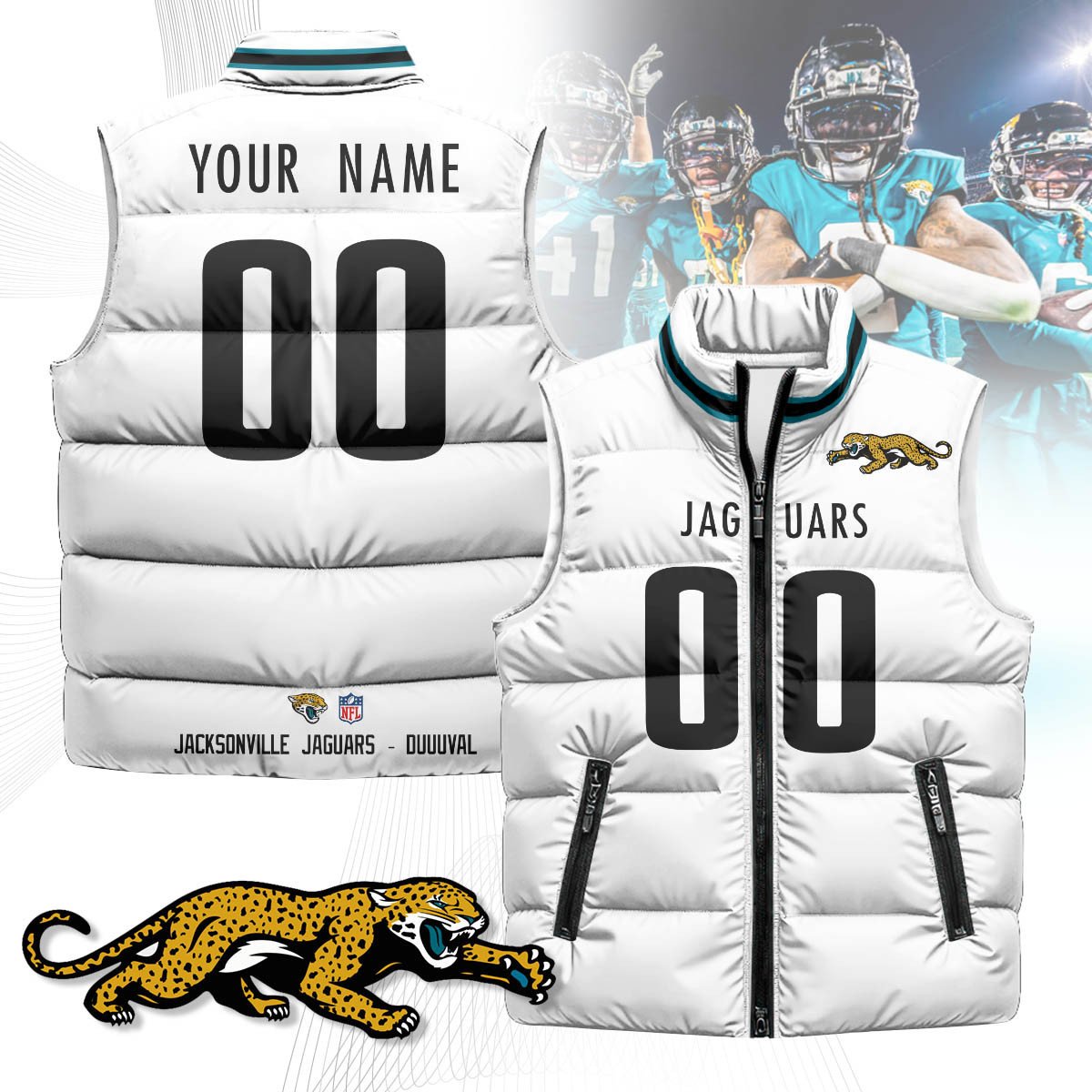 Jacksonville Jaguars Custom Unisex Puffer Vest