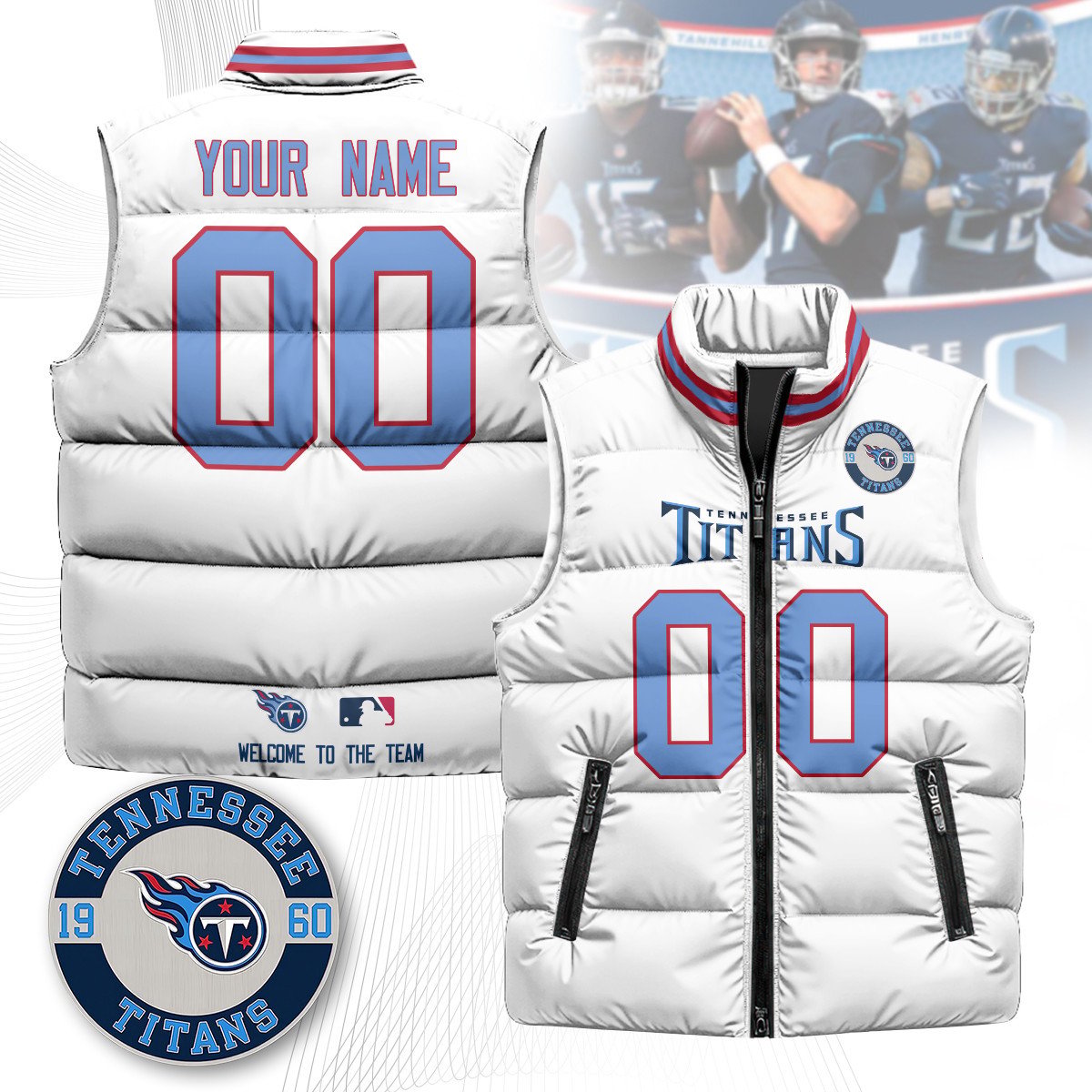 Custom Tennessee Titans Unisex Puffer Vest