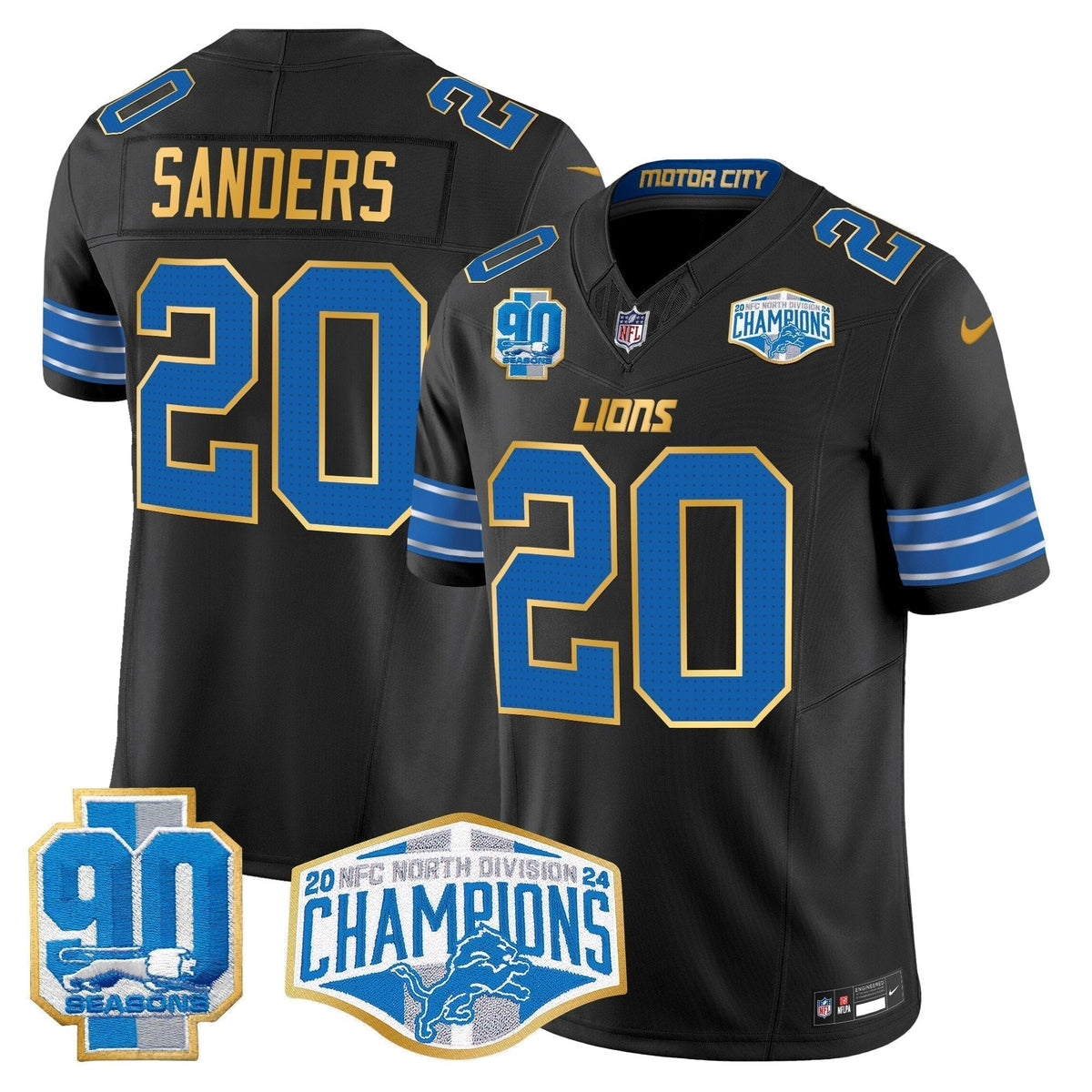 DET 2024 NFC North Division Champions Patch Gold Trim Vapor Limited Jersey - Stitched