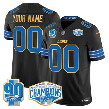 DET 2024 NFC North Division Champions Patch Gold Trim Vapor Limited Custom Jersey - Stitched