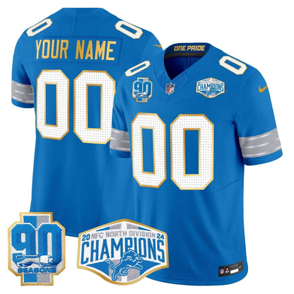 DET 2024 NFC North Division Champions Patch Gold Trim Vapor Limited Custom Jersey - Stitched