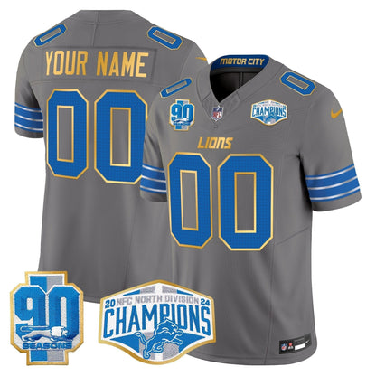 DET 2024 NFC North Division Champions Patch Gold Trim Vapor Limited Custom Jersey - Stitched