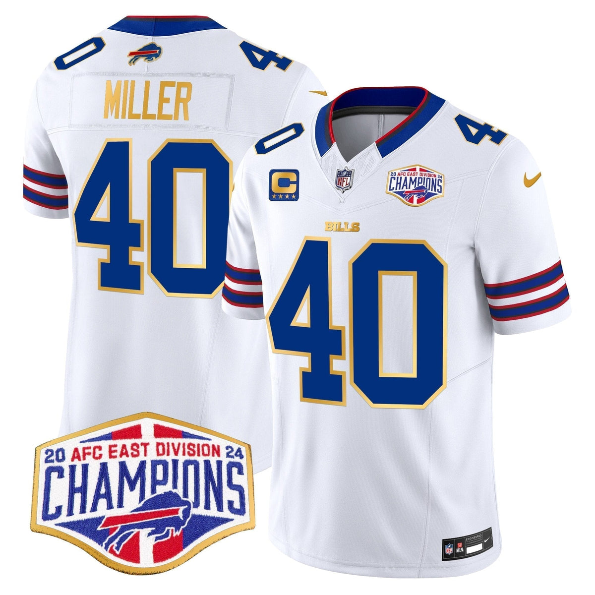 Bills 2024 AFC East Division Champions Gold Trim Vapor Limited Jersey - Stitched