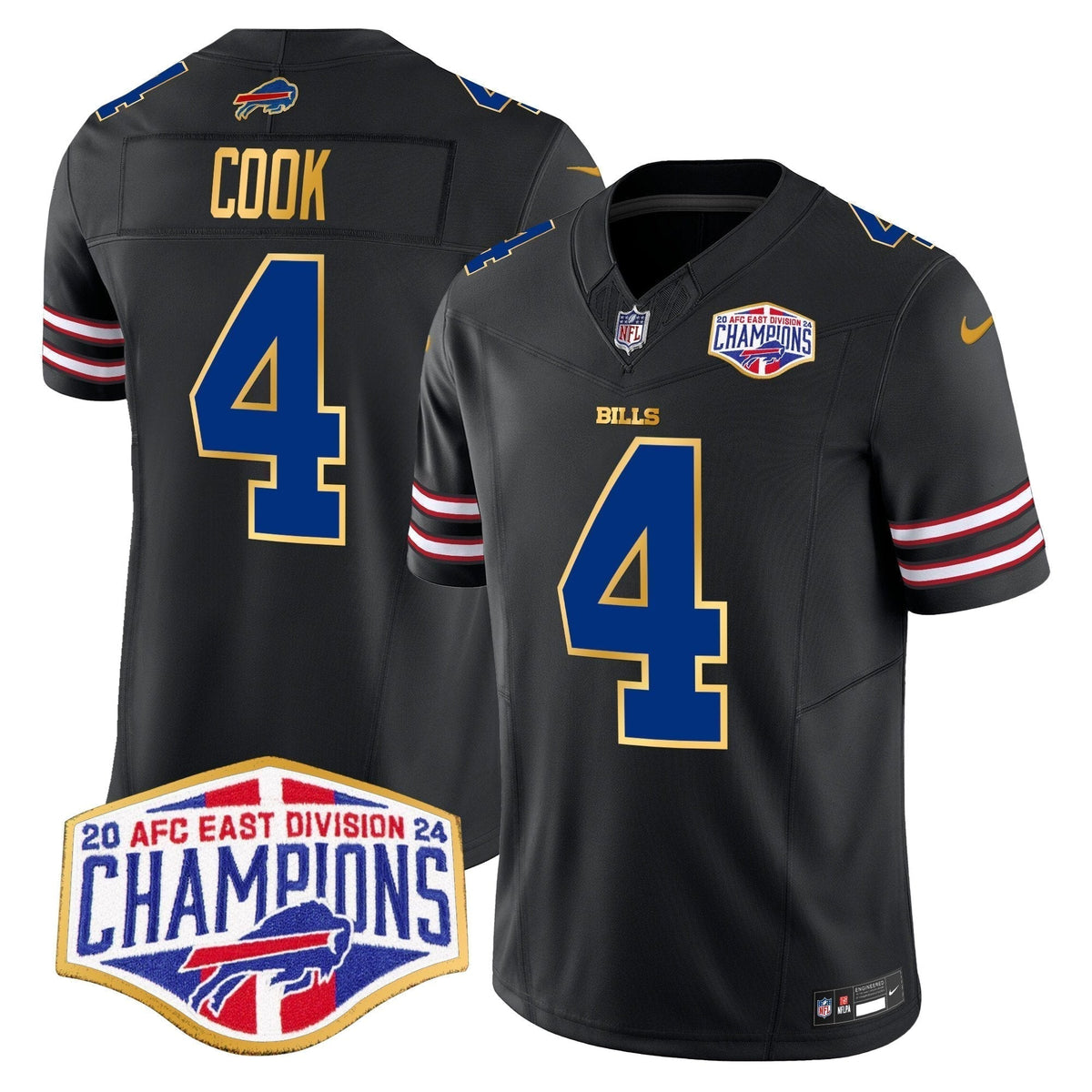 Bills 2024 AFC East Division Champions Gold Trim Vapor Limited Jersey - Stitched