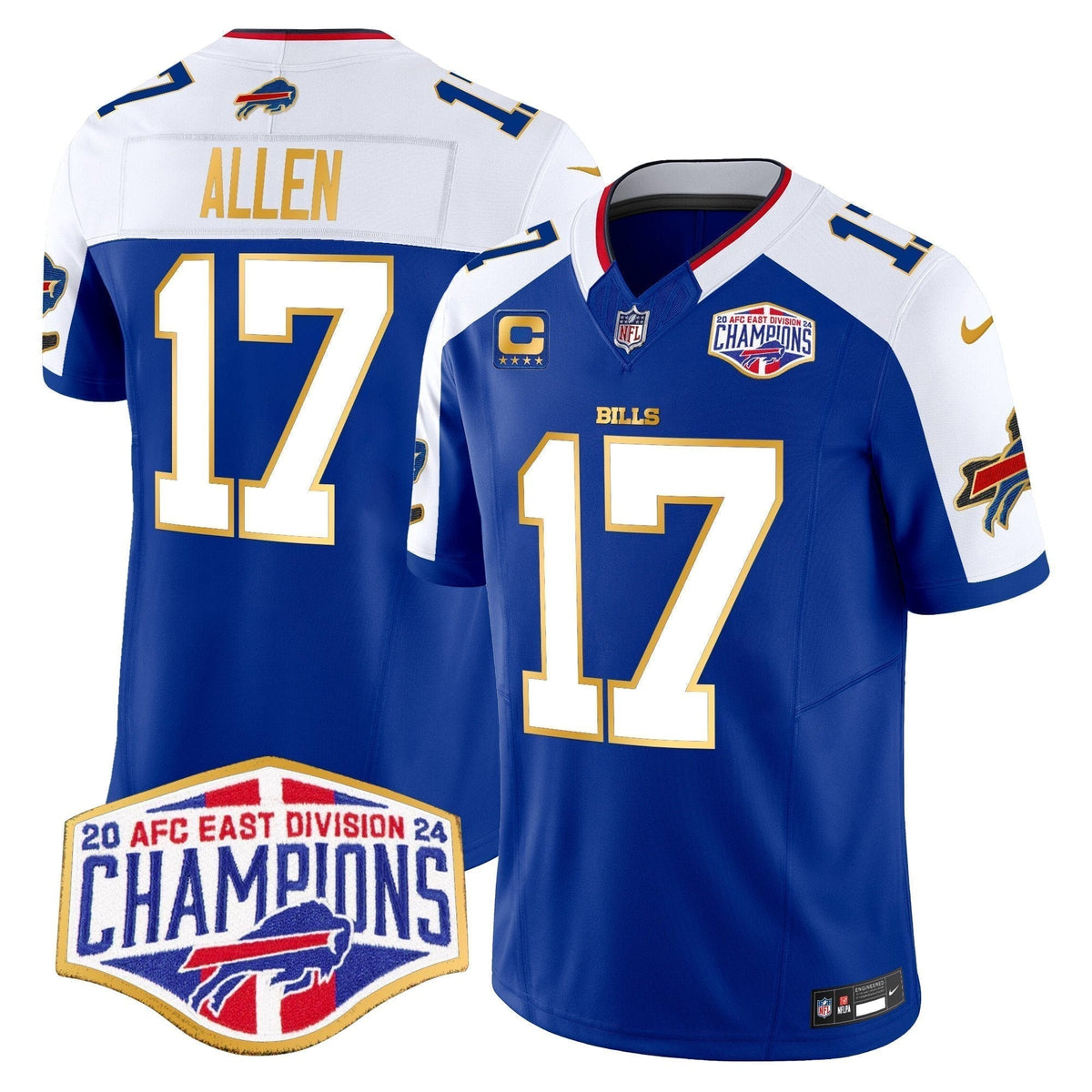 Bills 2024 AFC East Division Champions Gold Trim Vapor Limited Jersey - Stitched