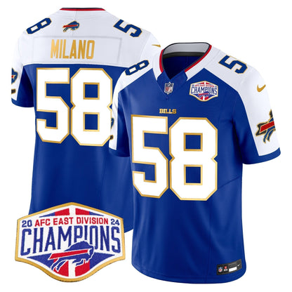 Bills 2024 AFC East Division Champions Gold Trim Vapor Limited Jersey - Stitched