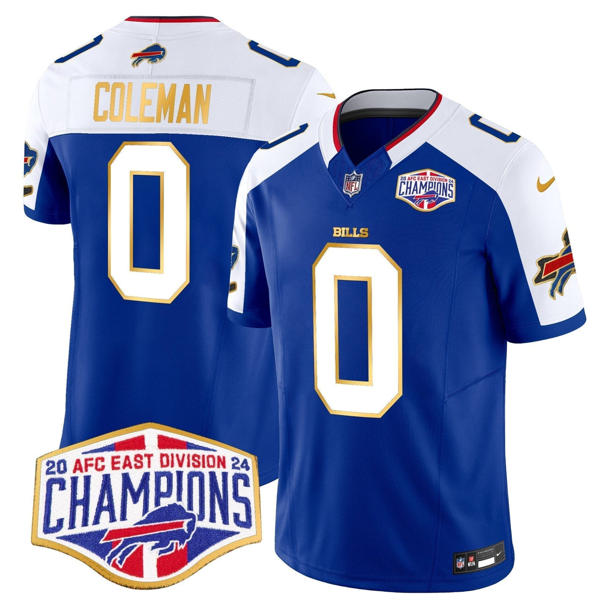 Bills 2024 AFC East Division Champions Gold Trim Vapor Limited Jersey - Stitched