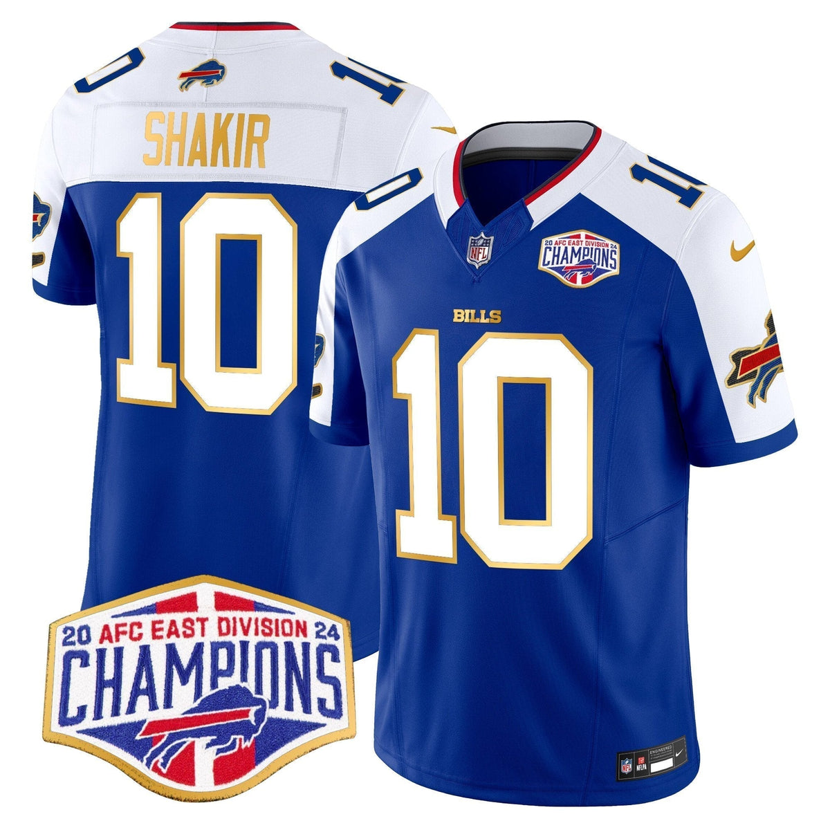 Bills 2024 AFC East Division Champions Gold Trim Vapor Limited Jersey - Stitched