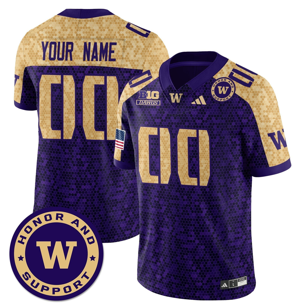 Custom Washington Football Honor and Support Uniform - All Stitched