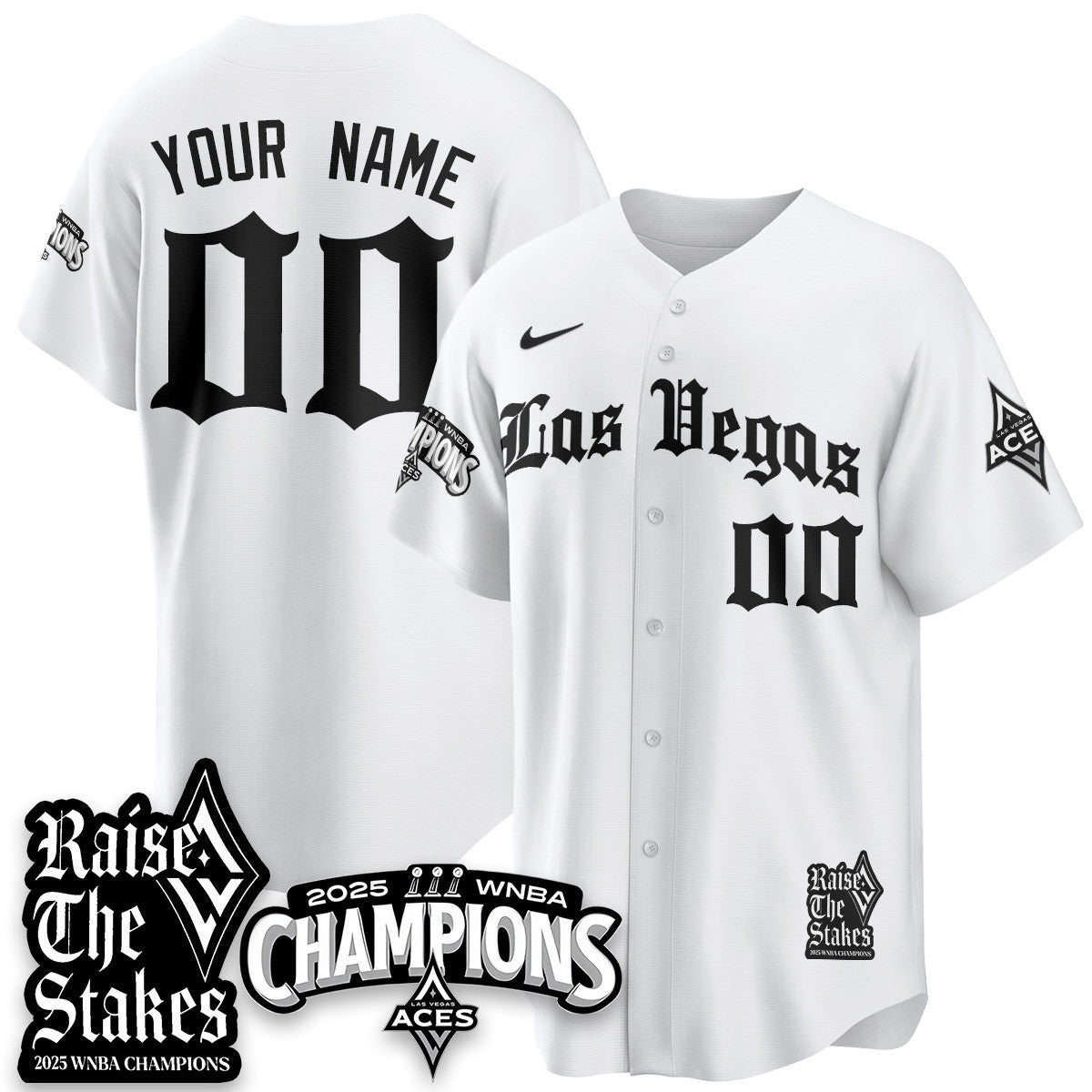 Custom Las Vegas Aces 2025 WNBA Championship Baseball Jersey - All Stitched