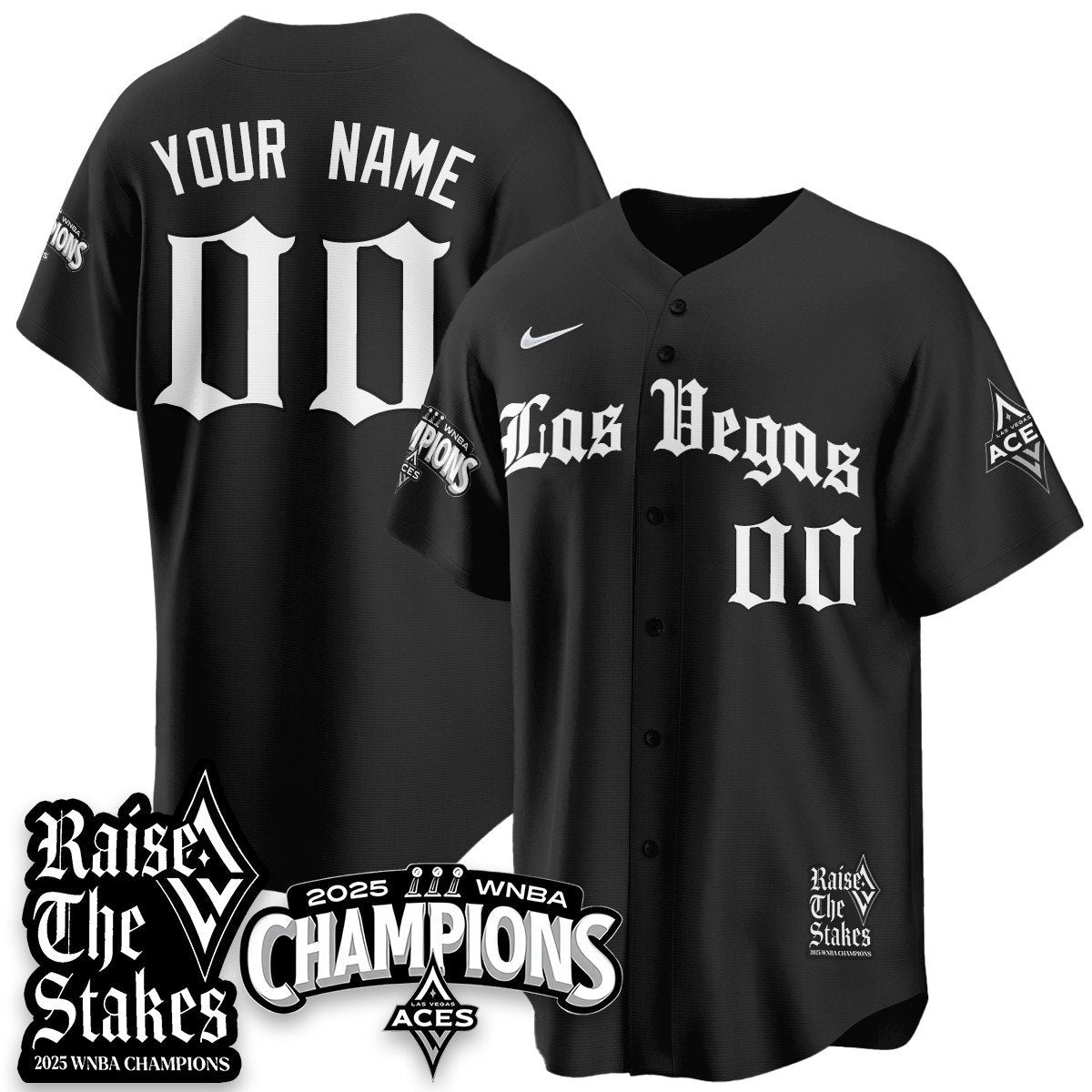 Las Vegas Aces 2025 WNBA Championship Baseball Jersey - All Stitched
