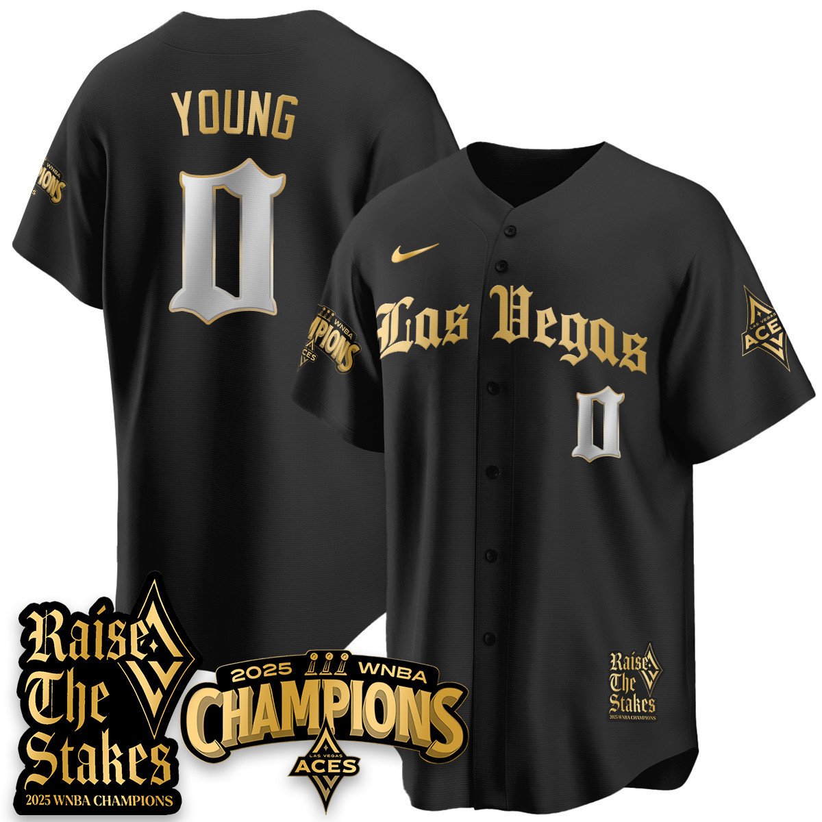 Las Vegas Aces 2025 WNBA Championship Baseball Jersey - All Stitched