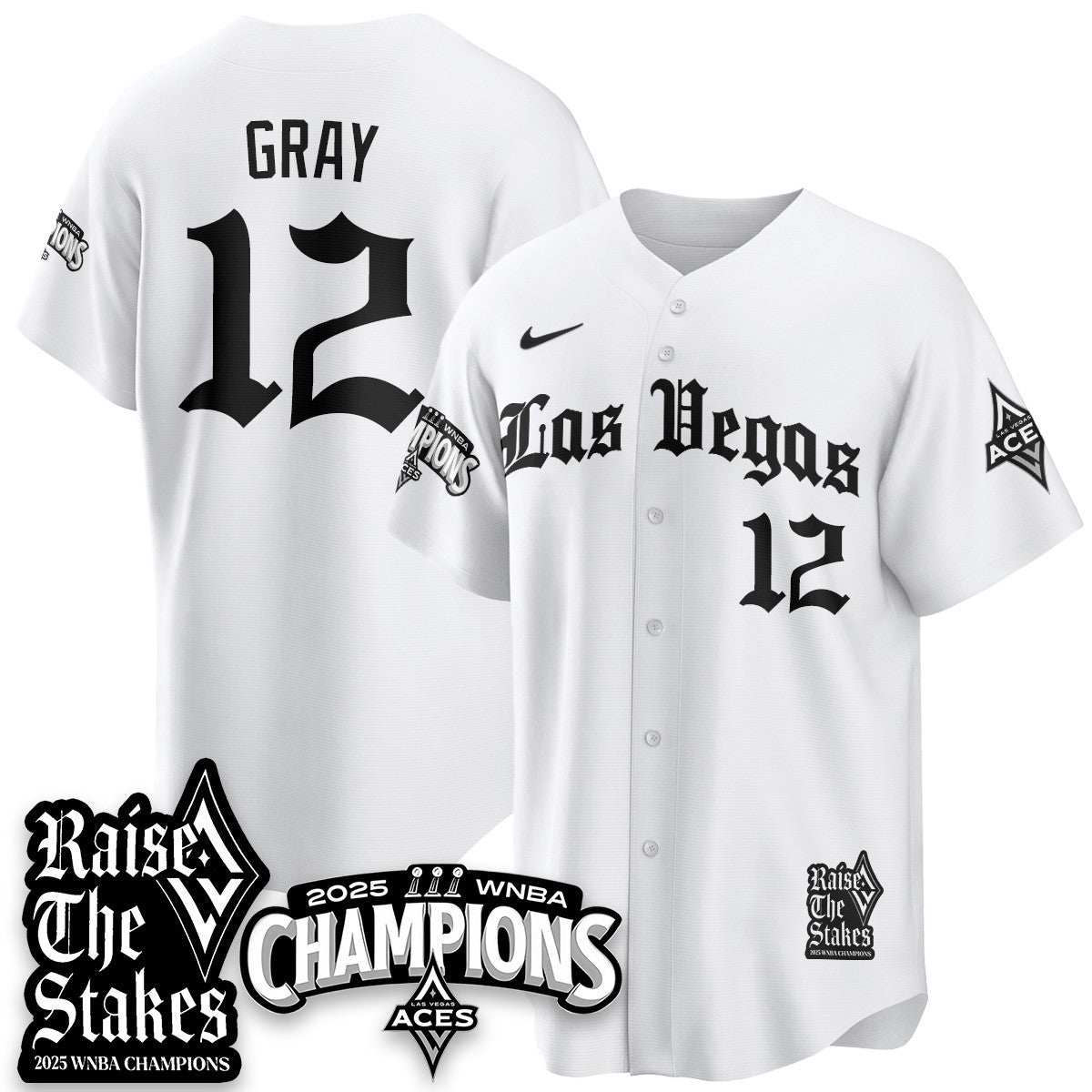 Las Vegas Aces 2025 WNBA Championship Baseball Jersey - All Stitched