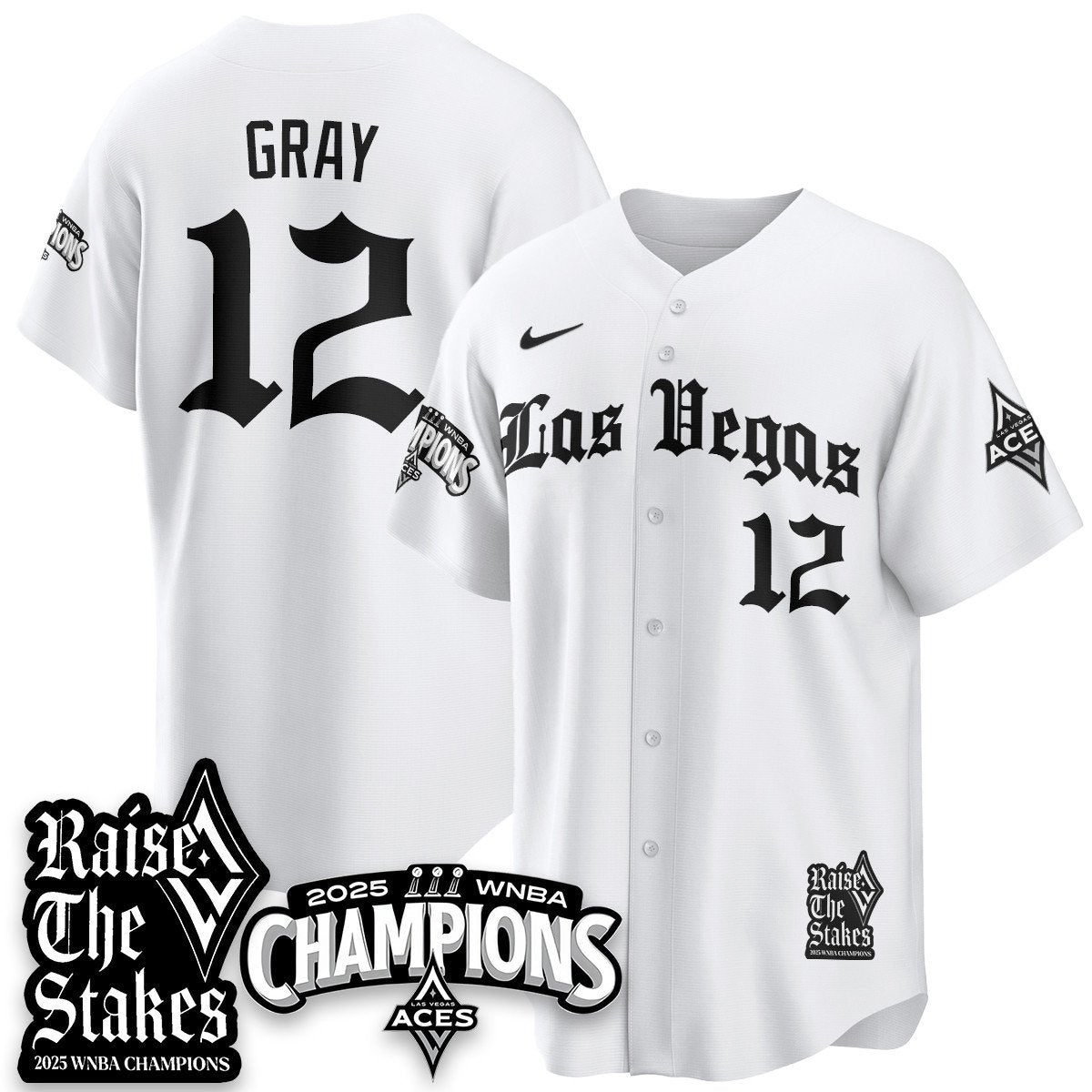 Las Vegas Aces 2025 WNBA Championship Baseball Jersey - All Stitched