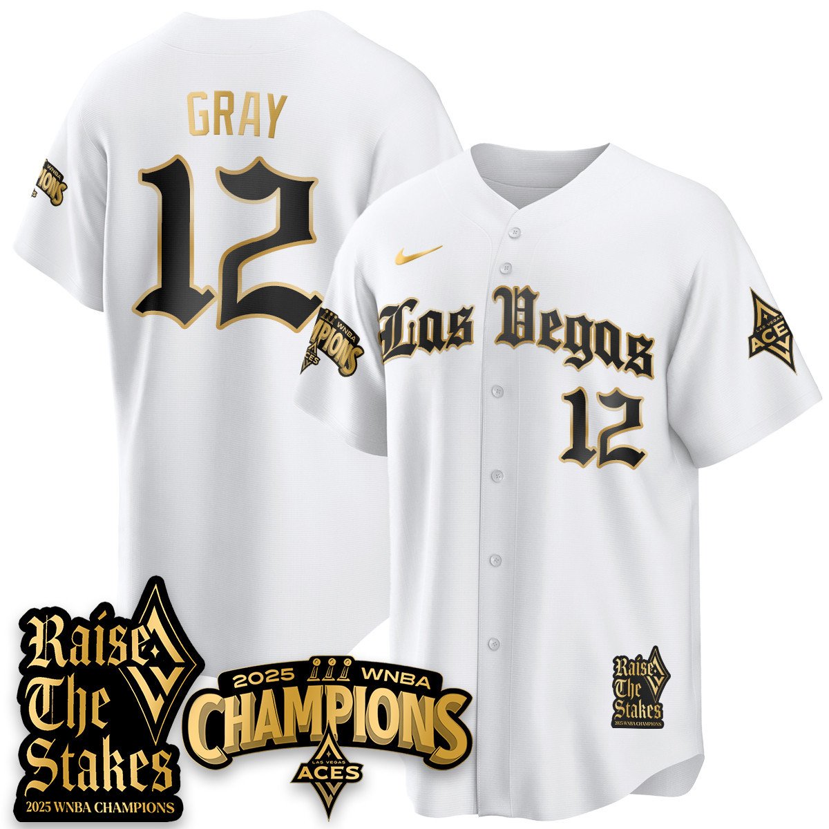 Las Vegas Aces 2025 WNBA Championship Baseball Jersey - All Stitched