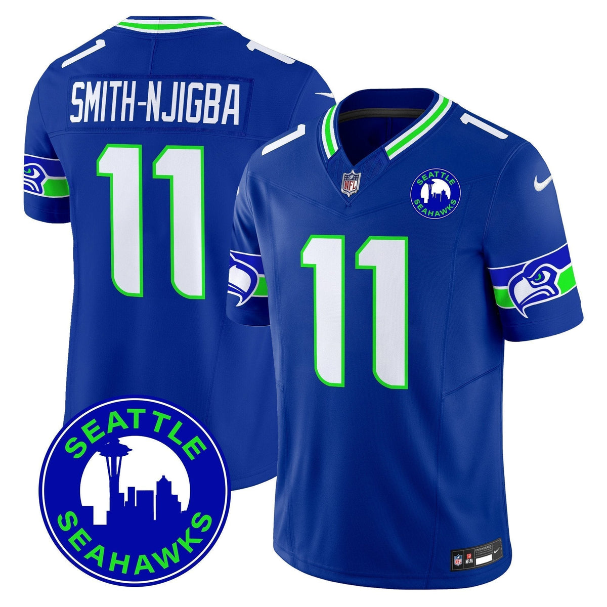 Men's Seahawks 2024 Seattle City Patch Vapor Limited Jersey - All Stitched