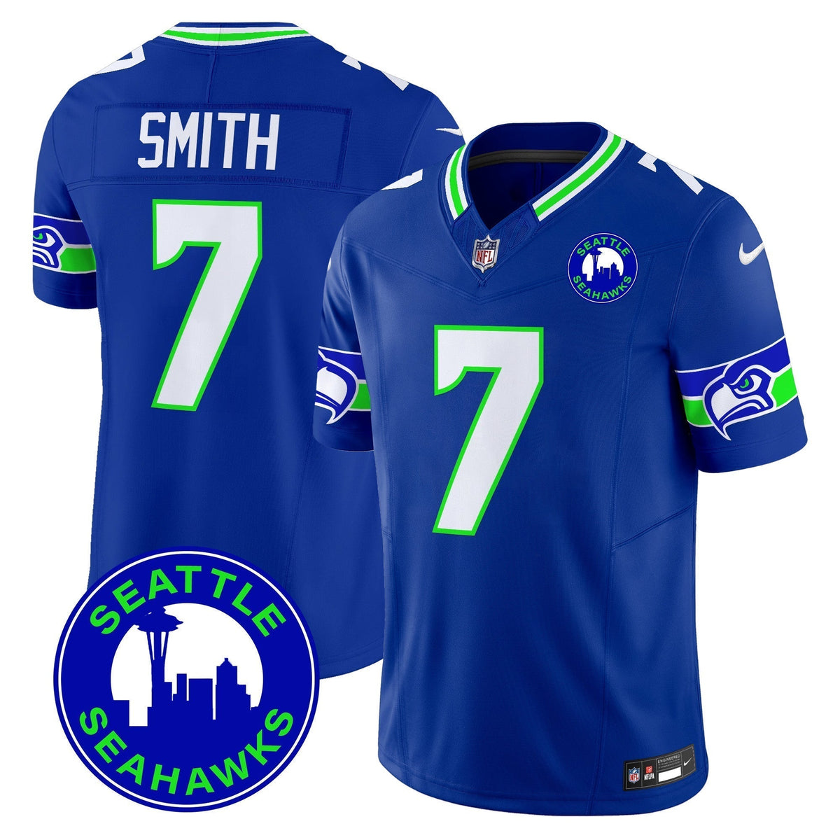 Men's Seahawks 2024 Seattle City Patch Vapor Limited Jersey - All Stitched