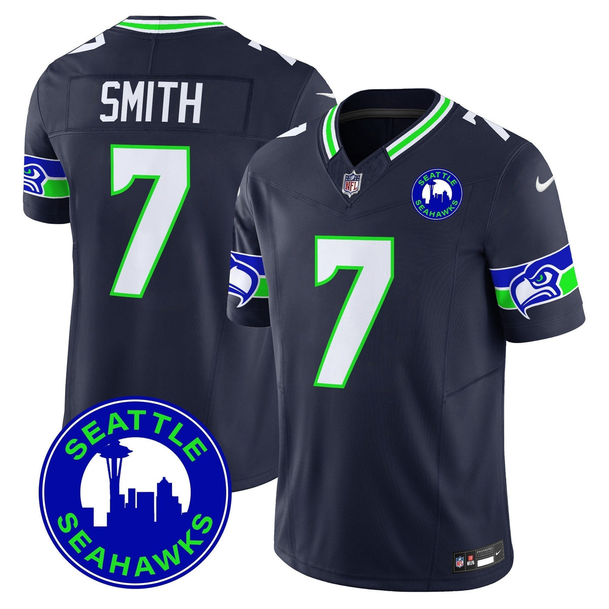 Men's Seahawks 2024 Seattle City Patch Vapor Limited Jersey - All Stitched