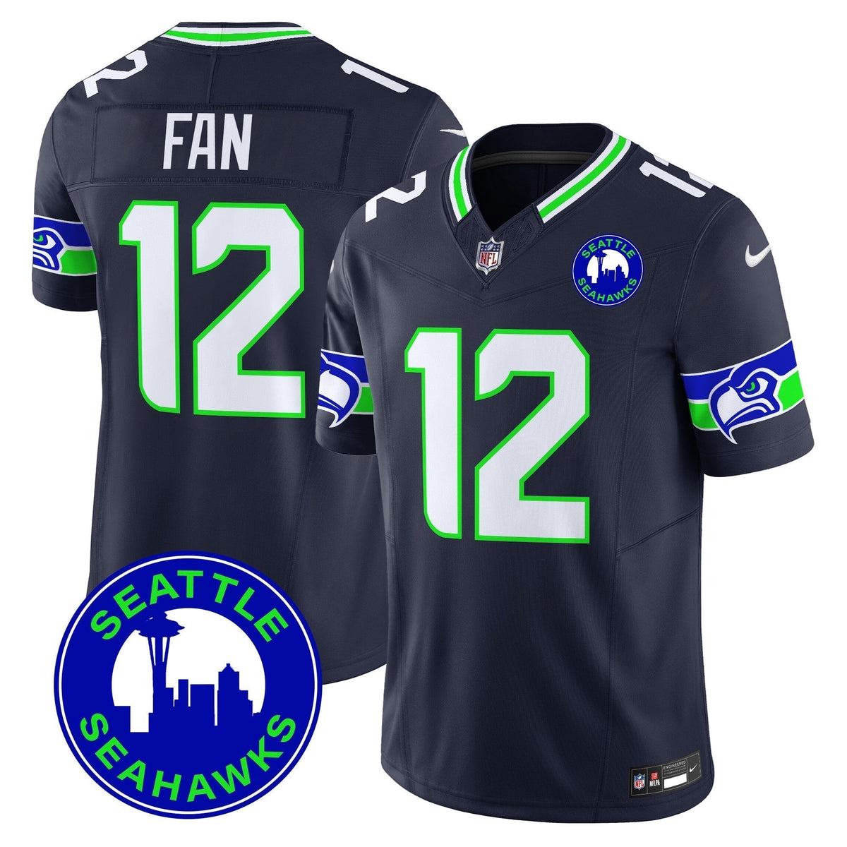 Men's Seahawks 2024 Seattle City Patch Vapor Limited Jersey - All Stitched