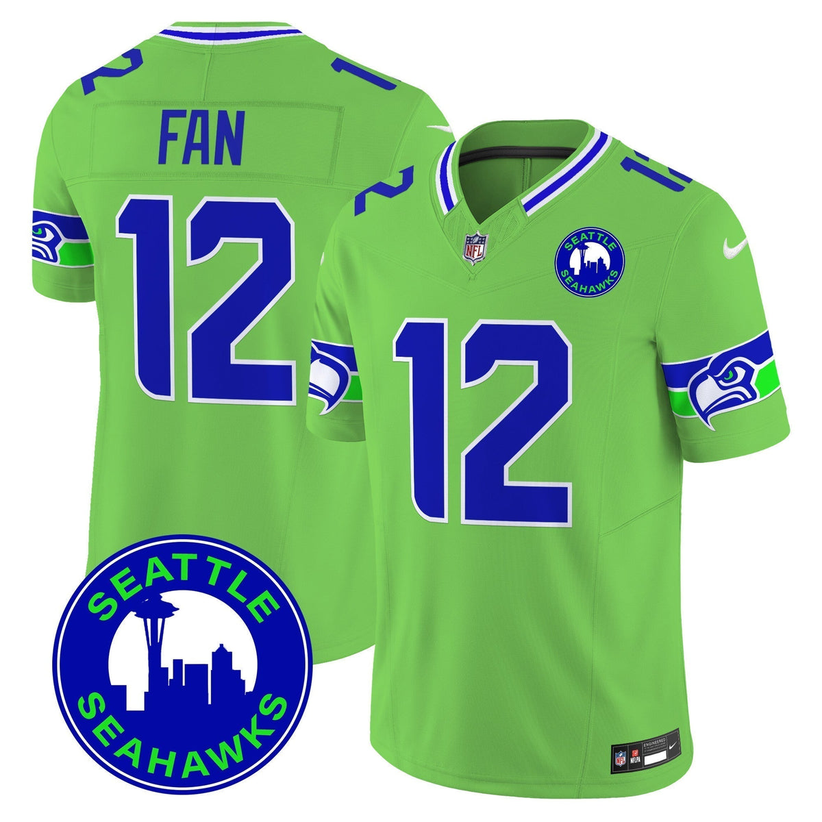 Men's Seahawks 2024 Seattle City Patch Vapor Limited Jersey - All Stitched