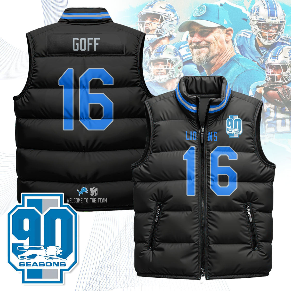 Detroit Lions Unisex Puffer Vest