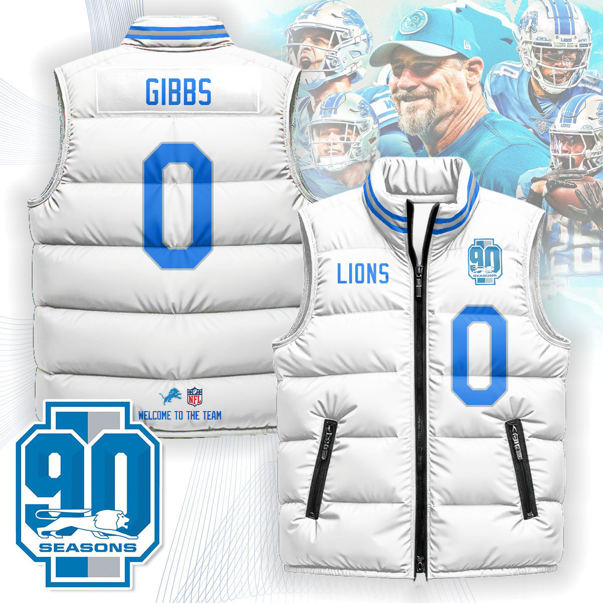 Detroit Lions Unisex Puffer Vest