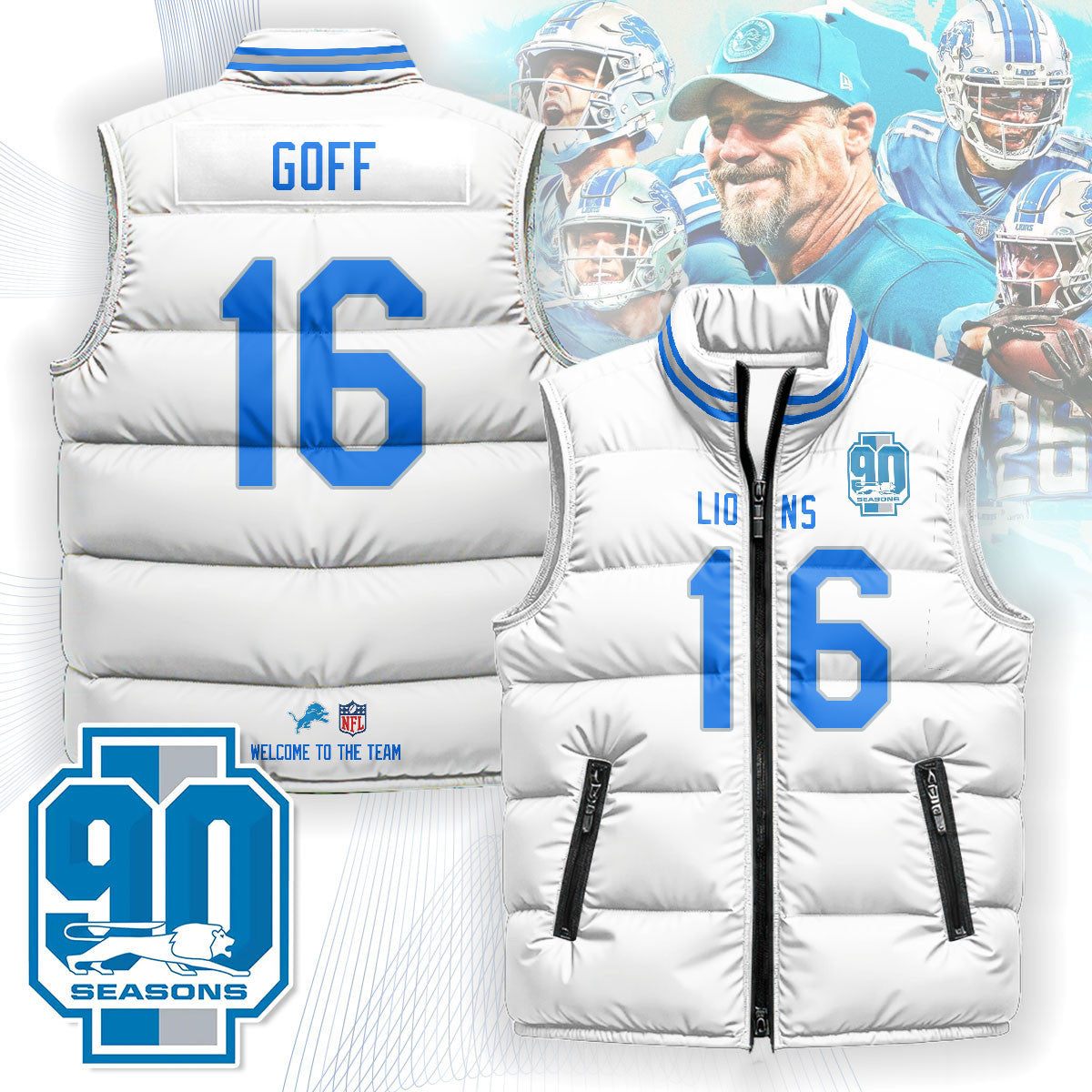 Detroit Lions Unisex Puffer Vest