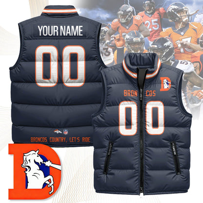 Custom Denver Broncos Unisex Puffer Vest