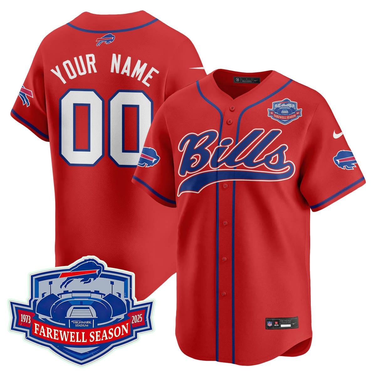 Buffalo Bills 2025 Baseball Custom Jersey All Stitched - Farewell to Highmark Stadium