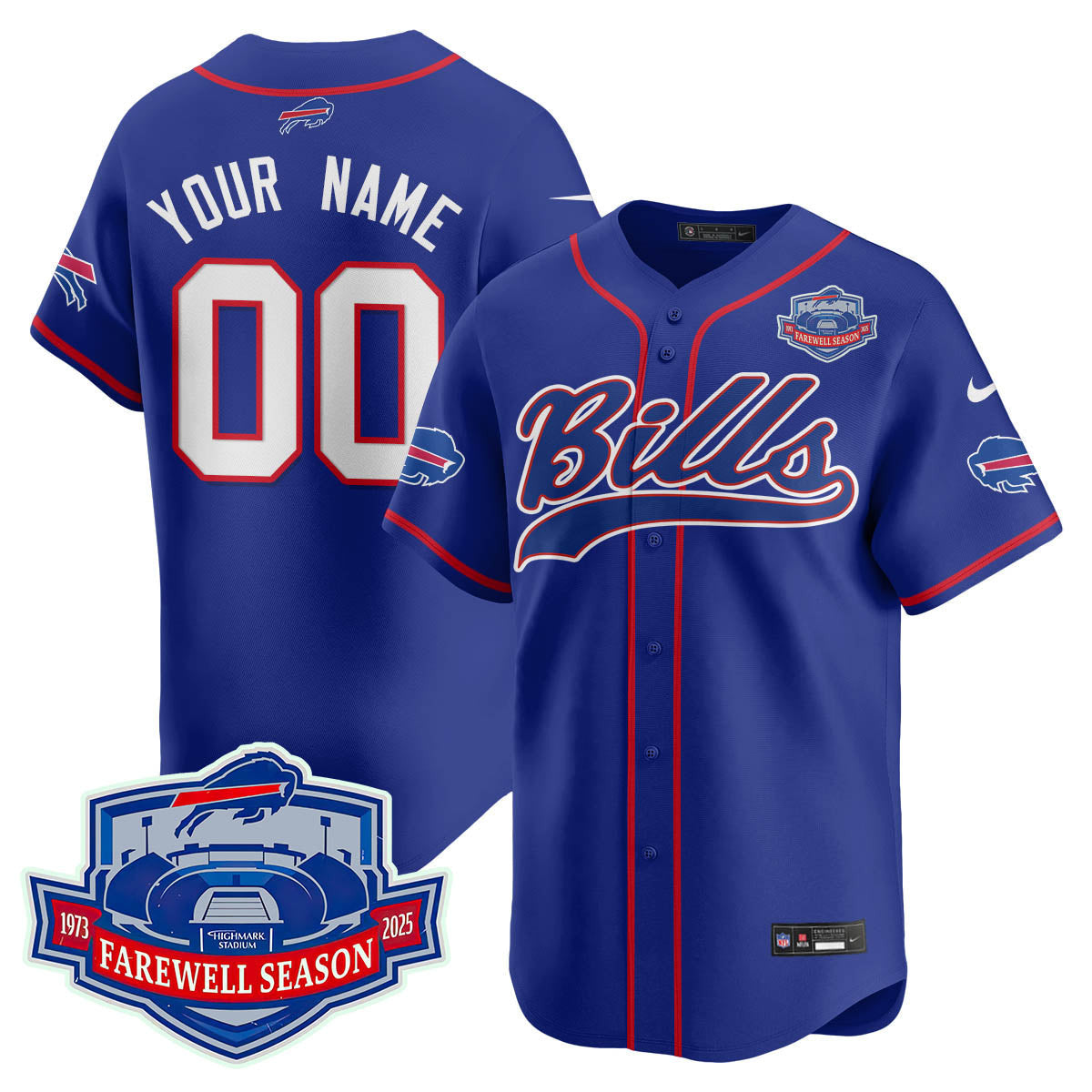 Buffalo Bills 2025 Baseball Custom Jersey All Stitched - Farewell to Highmark Stadium