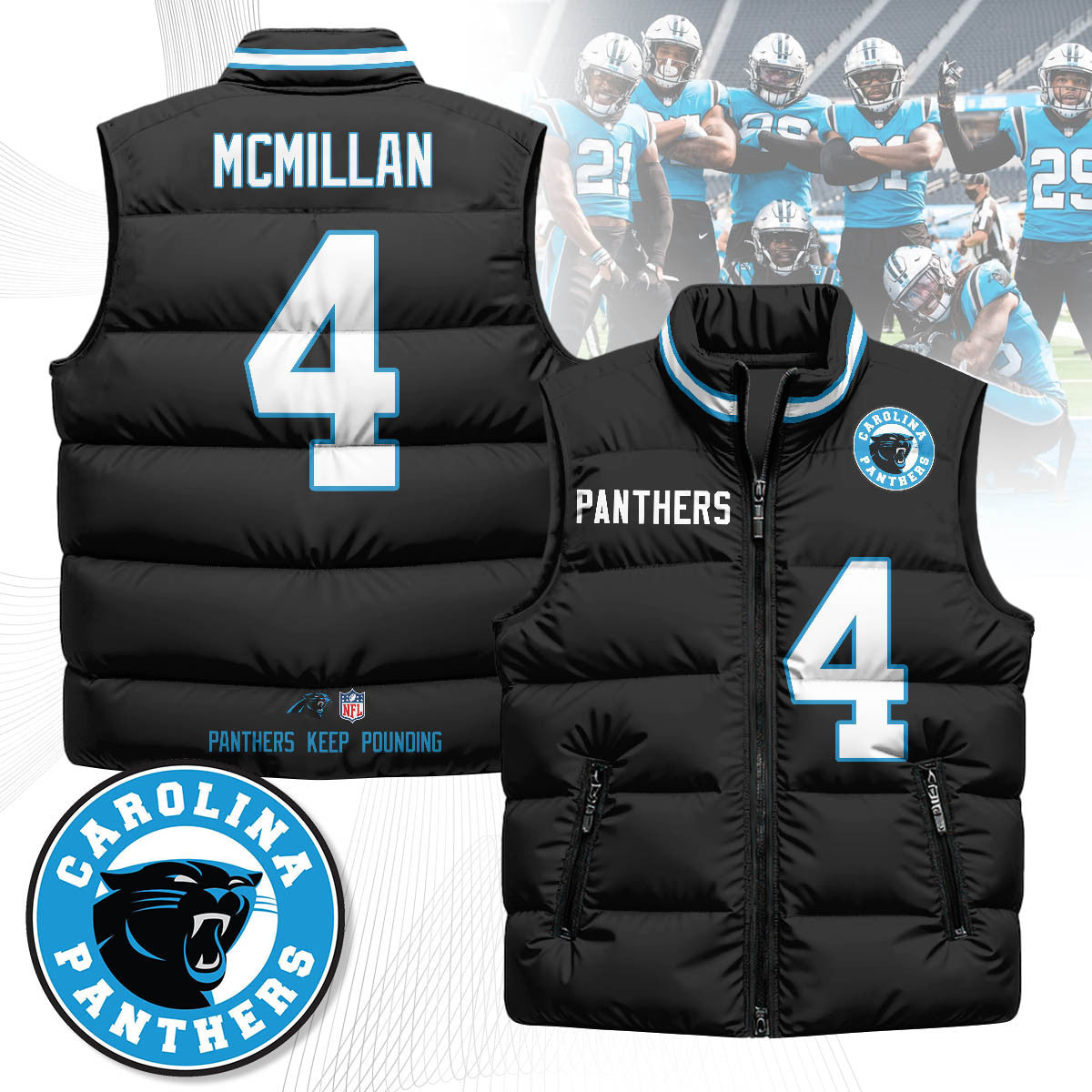 Carolina Panthers Unisex Puffer Vest