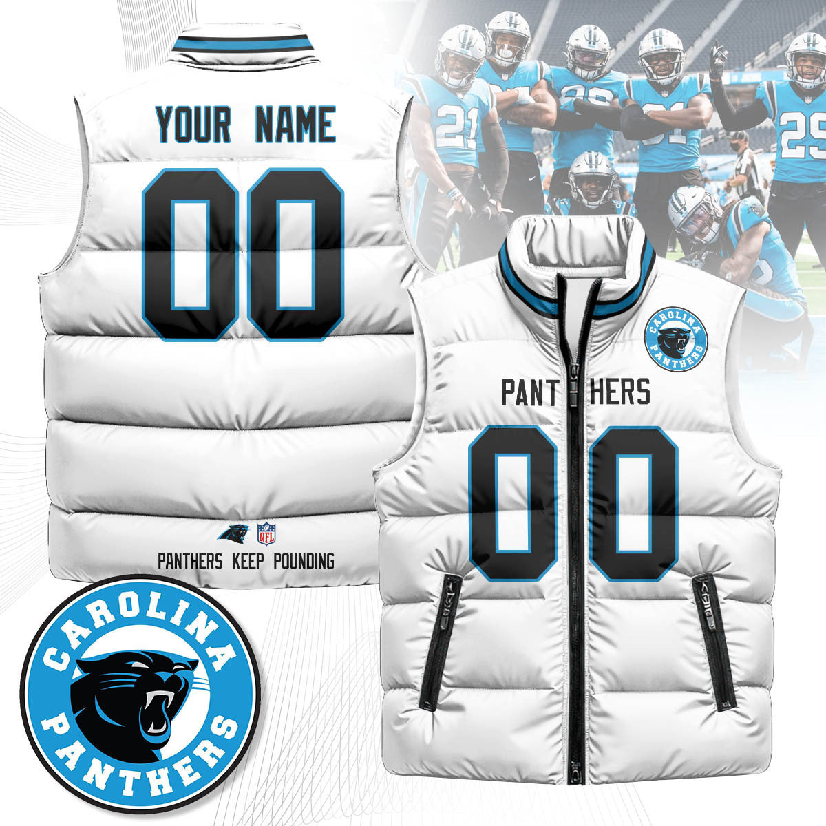Carolina Panthers Custom Unisex Puffer Vest