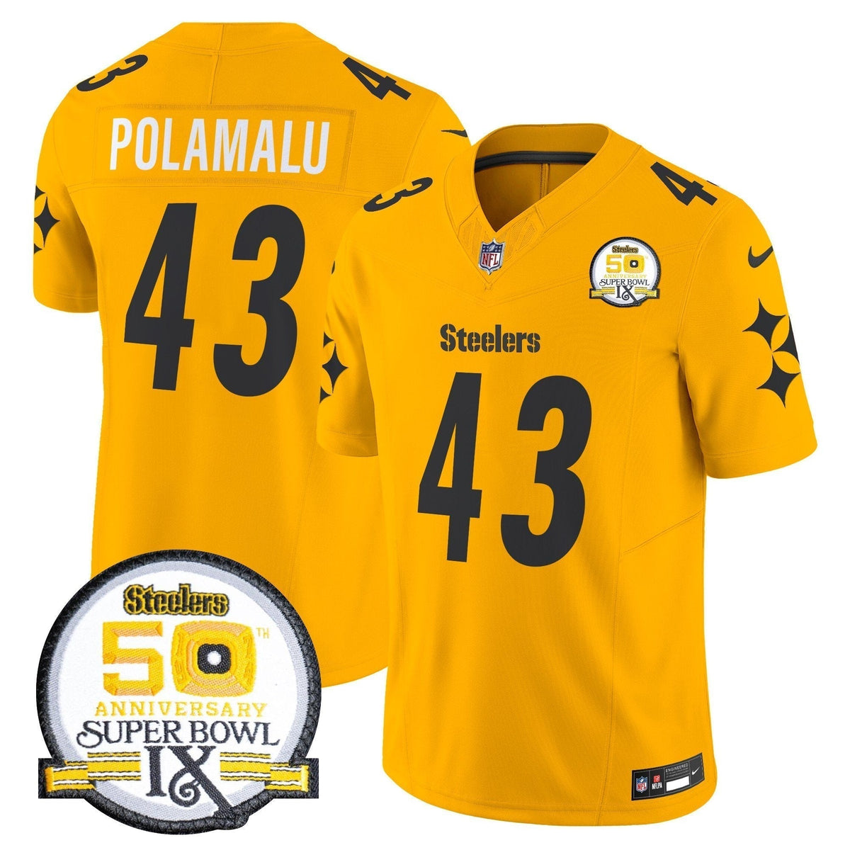 Steelers 50th Anniversary Of Super Bowl IX Patch Vapor Limited Jersey V2 - Stitched