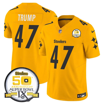 Steelers 50th Anniversary Of Super Bowl IX Patch Vapor Limited Jersey V2 - Stitched