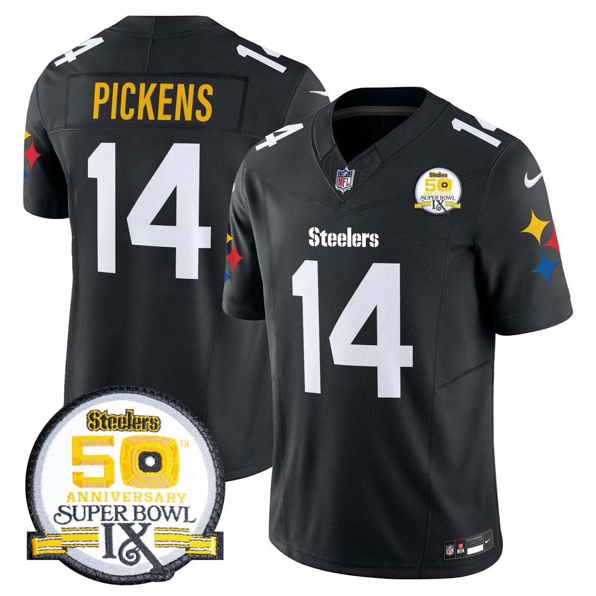 Steelers 50th Anniversary Of Super Bowl IX Patch Vapor Limited Jersey V2 - Stitched