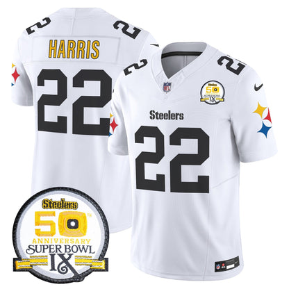 Steelers 50th Anniversary Of Super Bowl IX Patch Vapor Limited Jersey V2 - Stitched