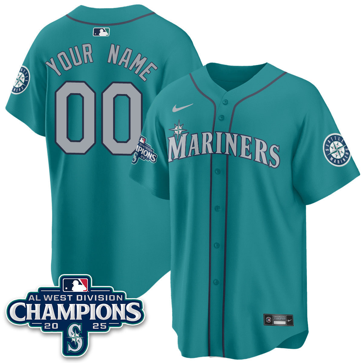 Custom Seattle Mariners 2025 AL West Division Champions Jersey - All Stitched