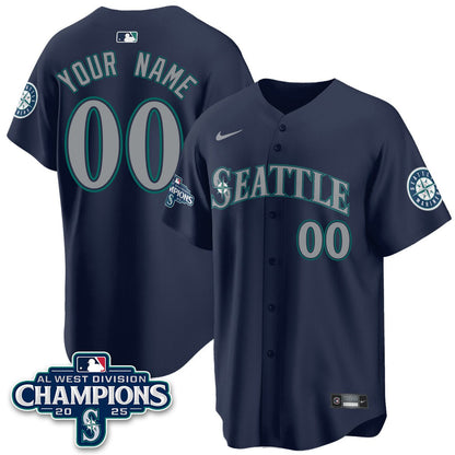 Custom Seattle Mariners 2025 AL West Division Champions Jersey - All Stitched