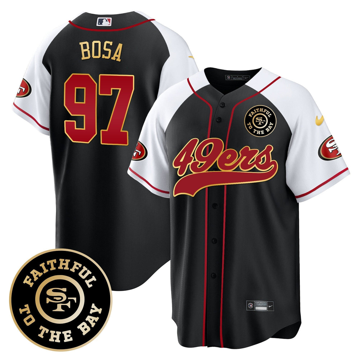 Men's 49ers Faithful To The Bay Patch Baseball Jersey - All Stitched