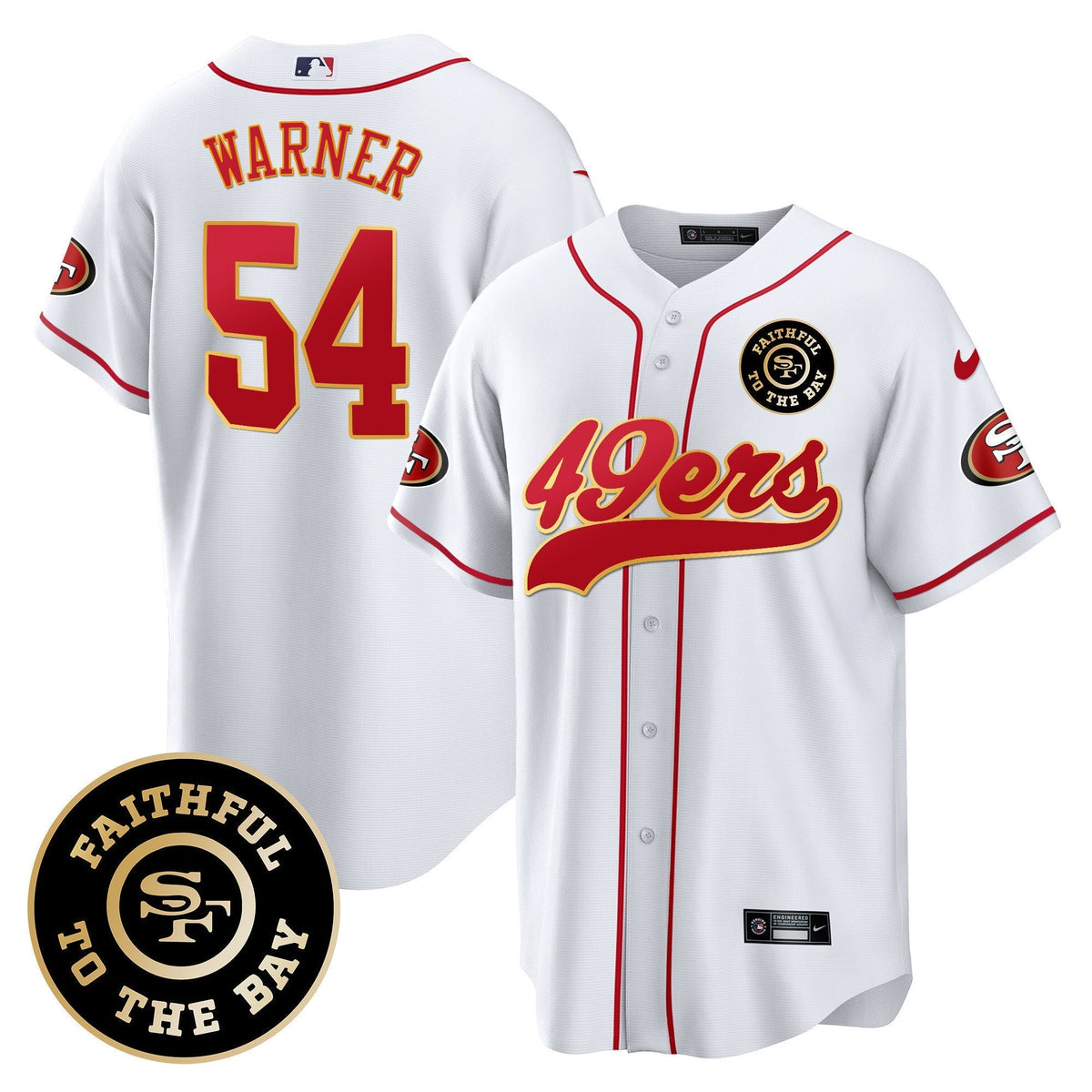 Men's 49ers Faithful To The Bay Patch Baseball Jersey - All Stitched
