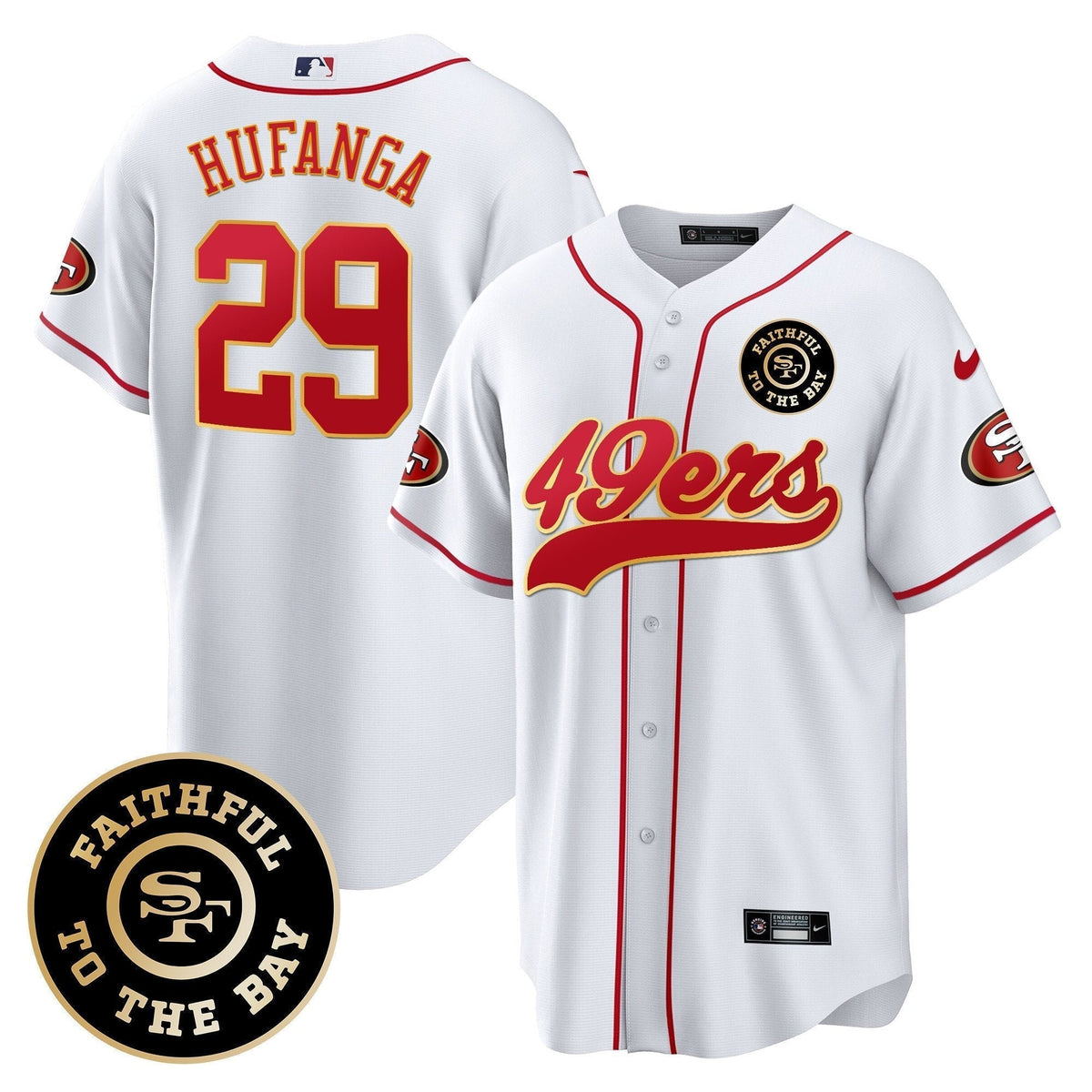 49ers Faithful To The Bay Patch Baseball Jersey - All Stitched