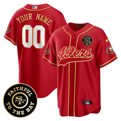 49ers Faithful To The Bay Patch Baseball Custom Jersey - All Stitched