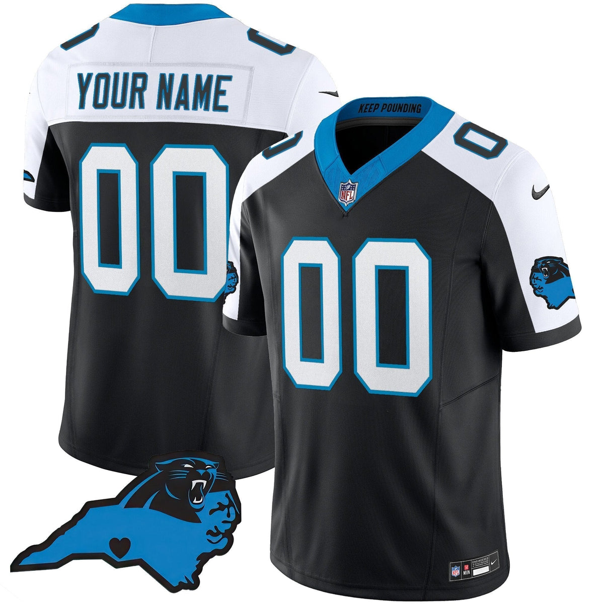 Panthers Vapor Limited Custom Jersey - Carolina Patch - All Stitched