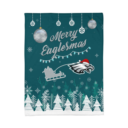 Philadelphia Eagles | Premium Christmas Fleece Blanket & Throw Pillow Combo MM